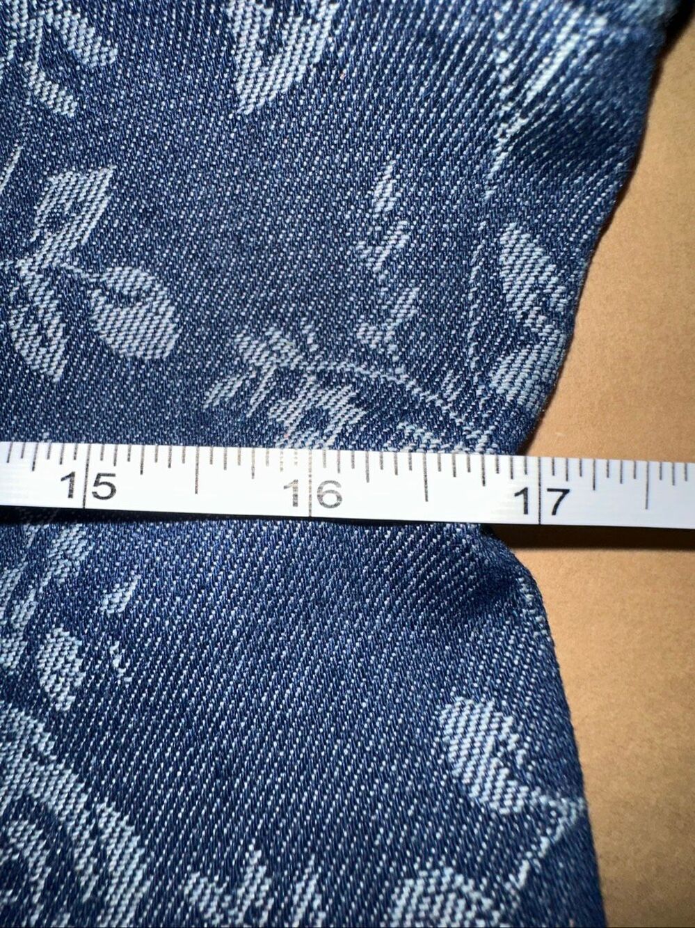 Eliza J Size 10 Denim Floral Shirt Dress Blue Rhinestone Button Front Mini - Picture 11 of 12
